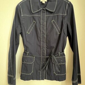 Women's Loft Navy Blue jacket with Green and white Stitching